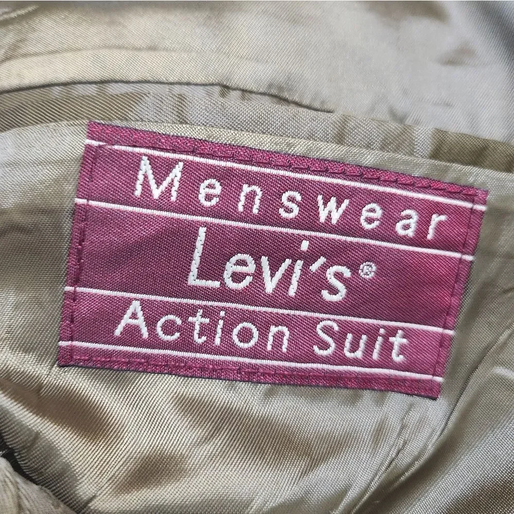 Vintage Levi's Action Suit Classic Blazer Brown Tan Size 46R NWT